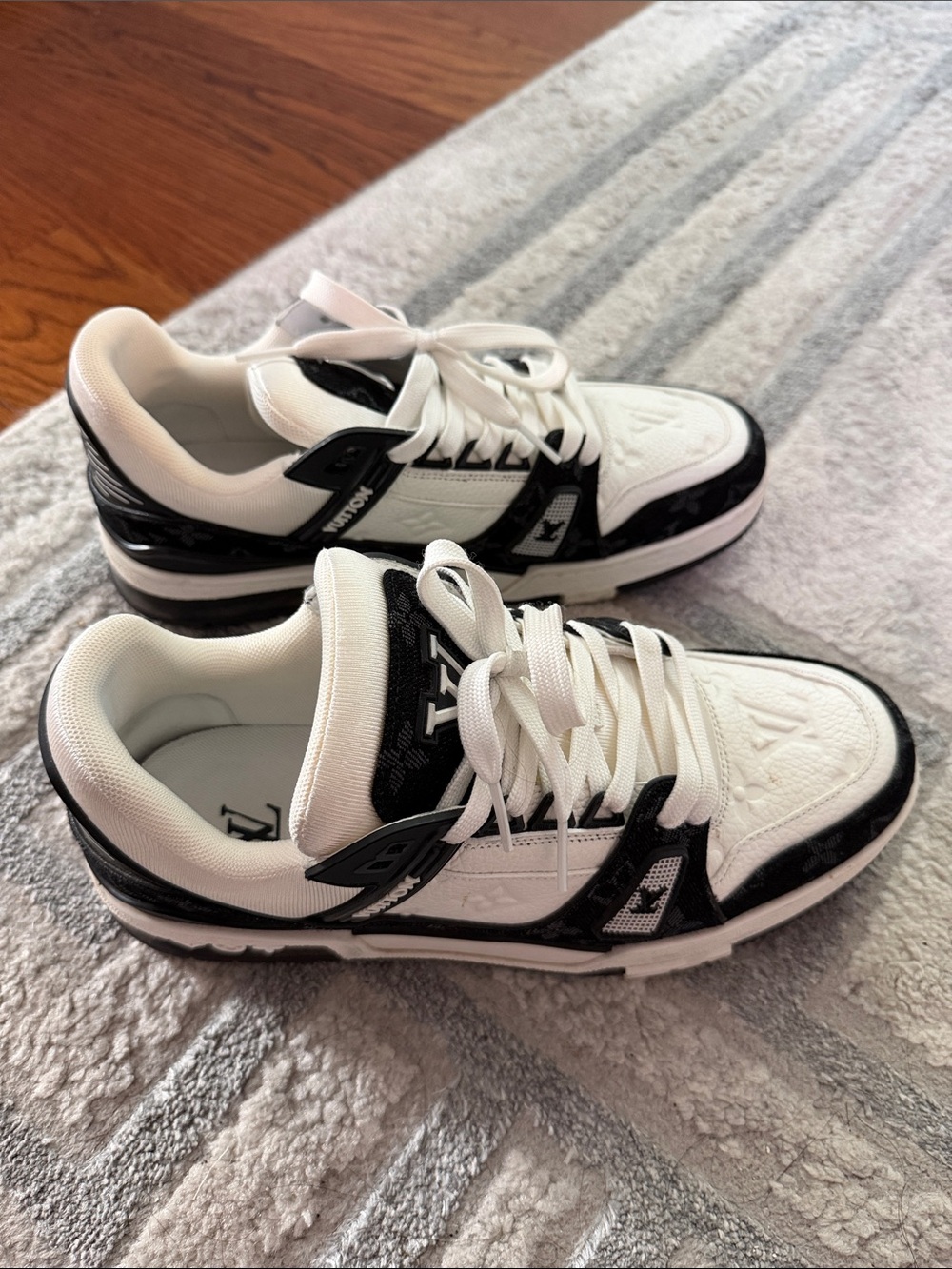 Louis Vuitton White and Black Low-Top Sneakers